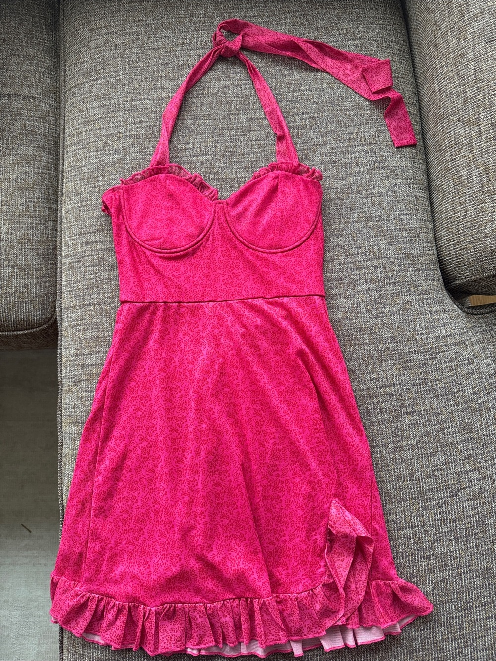 Bright Pink Halter Mini Dress